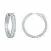 New ⭐ Unbranded Sterling Silver 25 Mm Cubic Zirconia Baguette Hoop Earrings 🤩