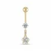 Cheap 🎉 Unbranded 10k Gold Caged Cubic Zirconia Belly Ring 🔔