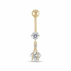 Cheap 🎉 Unbranded 10k Gold Caged Cubic Zirconia Belly Ring 🔔