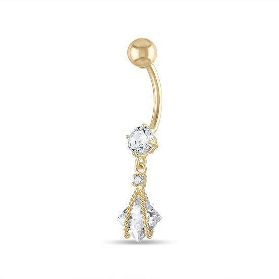 Cheap 🎉 Unbranded 10k Gold Caged Cubic Zirconia Belly Ring 🔔 - Image 2