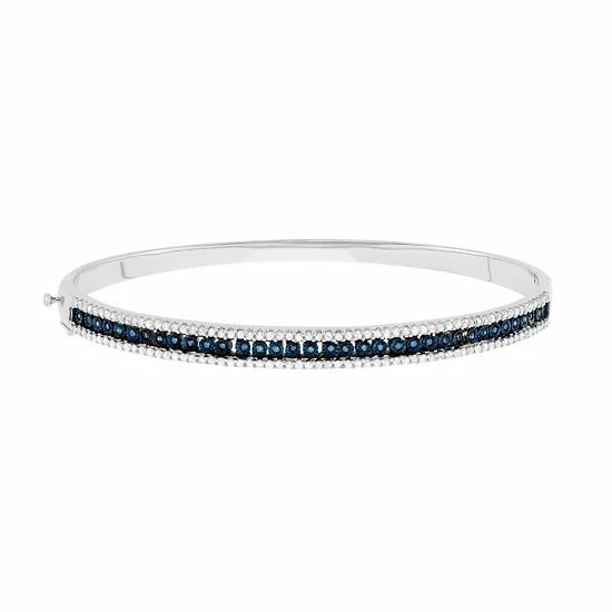 Coupon ๐ Unbranded 1 Carat T.W. Blue And White Diamond Sterling Silver Bangle Bracelet ๐