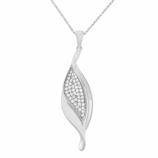 Flash Sale ⌛ Unbranded Sterling Silver 1/3 Carat T.W. Diamond Leaf Pendant Necklace ⭐