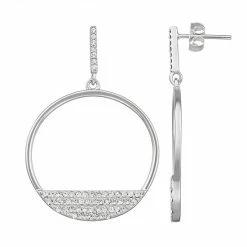 Best Pirce ⭐ Unbranded Sterling Silver Crystal Circle Drop Earrings 👏