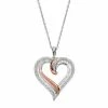 Discount ✔️ Unbranded Two Tone Sterling Silver 1/2 Carat T.W. Diamond Heart Pendant Necklace 🔥