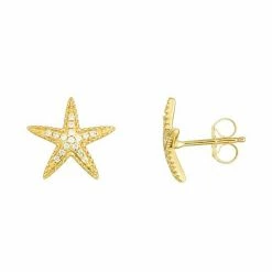Wholesale 🧨 Unbranded 14k Gold Cubic Zirconia Starfish Stud Earrings ✨