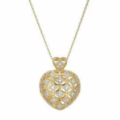 Best Sale 💯 Unbranded 18k Gold Over Sterling Silver Lab-Created White Sapphire Heart Pendant Necklace 🌟