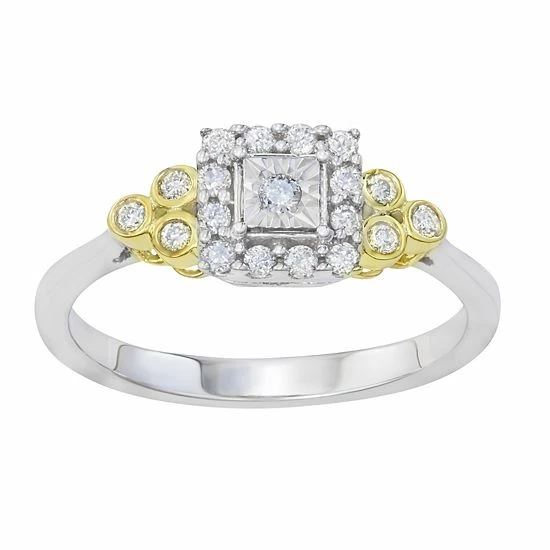 Discount ⌛ Unbranded Two Tone 10k Gold 1/4 Carat T.W. Diamond Ring ⭐