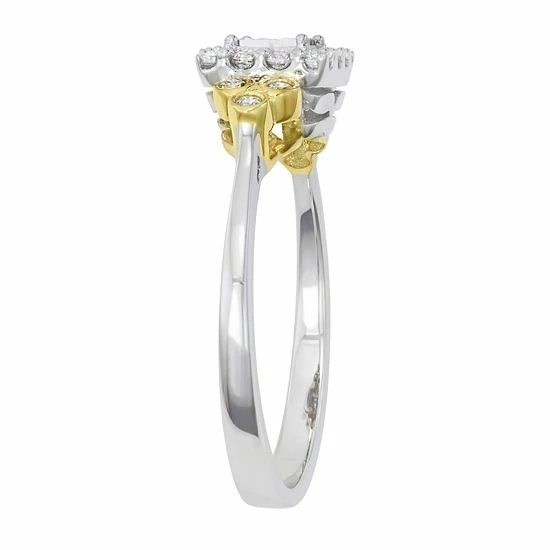 Discount ⌛ Unbranded Two Tone 10k Gold 1/4 Carat T.W. Diamond Ring ⭐ - Image 2