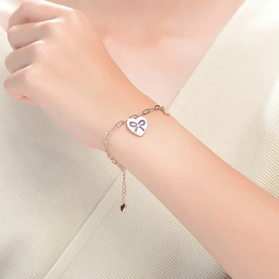 Coupon 🧨 Unbranded 18k Rose Gold Over Sterling Silver Heart Paperclip Chain Bracelet 🎁 - Image 2