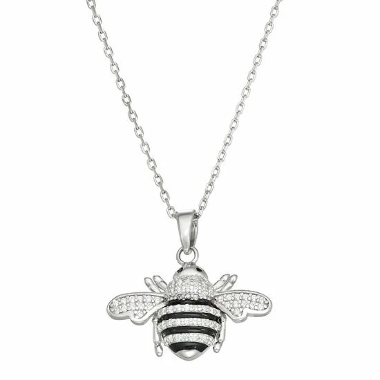 Best Pirce 👍 Unbranded Sterling Silver Cubic Zirconia Bumblebee Pendant Necklace 🛒