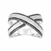 Coupon 🧨 Unbranded 1/2 Carat T.W. Black & White Diamond Sterling Silver Crossover Ring ✔️