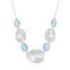 Outlet 💯 Unbranded Sterling Silver 👩 Mother-of-Pearl & Blue Topaz Necklace 🌟