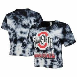 Wholesale 👍 Unbranded 👩 Women's ZooZatz Black Ohio State Buckeyes Cloud-Dye Cropped T-Shirt 😉