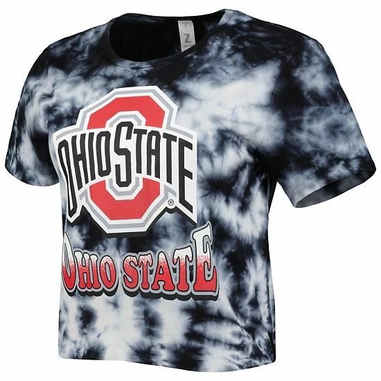 Wholesale 👍 Unbranded 👩 Women's ZooZatz Black Ohio State Buckeyes Cloud-Dye Cropped T-Shirt 😉 - Image 3