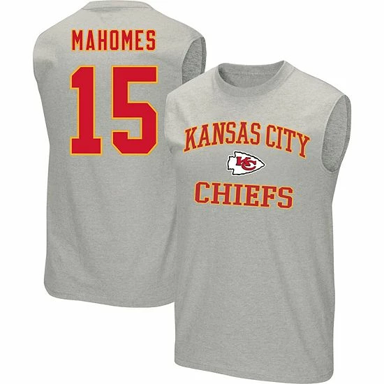 Wholesale ๐งจ Unbranded Men's Patrick Mahomes Heathered Gray Kansas City Chiefs Big & Tall Player Name & Number Muscle Tank Top ๐ - Image 2