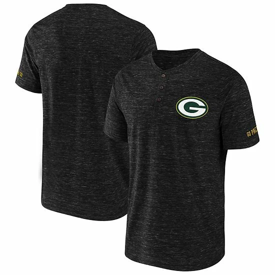 Cheap ๐ Unbranded Men's NFL X Darius Rucker Collection By Fanatics Black Green Bay Packers Slub Henley T-Shirt ๐ - Image 2