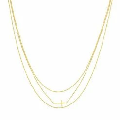 Buy 🥰 Unbranded 14k Gold Triple Strand Sideways Cross Necklace ✨