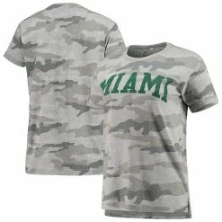 Wholesale 🎁 Unbranded 👩 Women's Pressbox Camo Miami Hurricanes T-Shirt 🎉