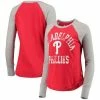 Flash Sale 🛒 Unbranded 👩 Women's Touch Red/Gray Philadelphia Phillies Waffle Raglan Long Sleeve T-Shirt 👍