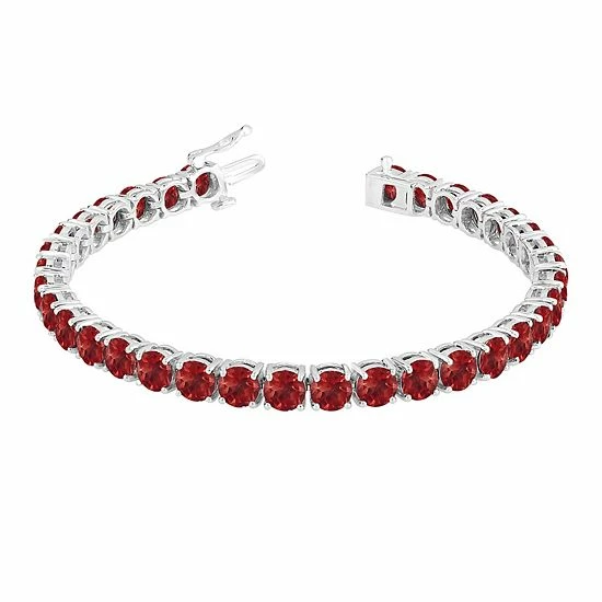 Outlet ๐ Unbranded Sterling Silver Gemstone Clasp Bracelet Garnet ๐คฉ - Image 2