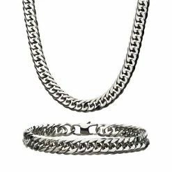 Cheap 🤩 Unbranded Men's Curb Chain Necklace & Bracelet Set 👍