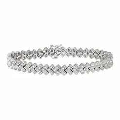 Best deal 🛒 Unbranded Sterling Silver 3/4 Carat T.W. Diamond Chevron Link Tennis Bracelet 😉