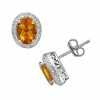 Coupon 🌟 Unbranded Sterling Silver Citrine And Diamond Accent Oval Frame Stud Earrings 🛒