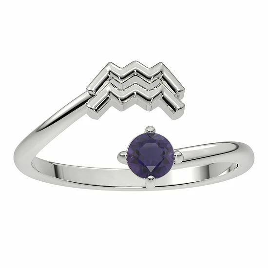 Hot Sale 🥰 Unbranded Sterling Silver Amethyst Aquarius Open Ring 😀