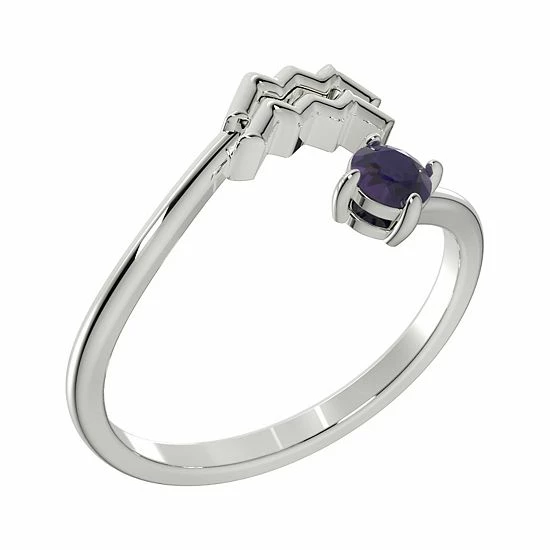 Hot Sale 🥰 Unbranded Sterling Silver Amethyst Aquarius Open Ring 😀 - Image 2