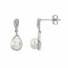 Outlet 💯 Unbranded Sterling Silver Freshwater Cultured Pearl & Cubic Zirconia Drop Earrings 🔔
