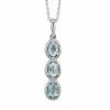 Best Sale 🤩 Unbranded Sterling Silver Oval Aquamarine & White Zircon Accent Linear Pendant Necklace 🎁