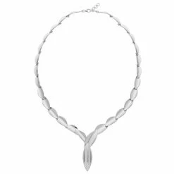 Outlet 🔔 Unbranded Sterling Silver White Sapphire Marquise Link Necklace 🎁