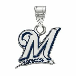 Flash Sale ✔️ Unbranded LogoArt Milwaukee Brewers Sterling Silver Small Enamel Pendant 😉