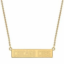 Best Sale 👏 Unbranded Sterling Silver LogoArt Chicago Cubs Small Bar Necklace 👍