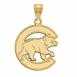 Best deal 🎉 Unbranded 10k Gold LogoArt Chicago Cubs Large Walking Bear Pendant White 🔔
