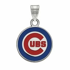 Best deal ⭐ Unbranded LogoArt Sterling Silver Chicago Cubs Small Enameled Pendant ⌛