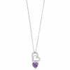 Coupon 👍 Unbranded Sterling Silver Amethyst & White Topaz Heart Pendant Necklace 🔔