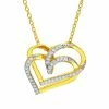 Best Sale 💯 Unbranded 18k Gold Over Silver 1/4 Carat T.W. Diamond Double Heart Necklace 🎁