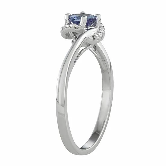 Wholesale 🌟 Unbranded 14k White Gold 1/10 Carat T.W. Diamond & Gemstone Bypass Ring Tanzanite 💯 - Image 2