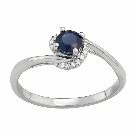Wholesale 🌟 Unbranded 14k White Gold 1/10 Carat T.W. Diamond & Gemstone Bypass Ring Tanzanite 💯 - Image 5