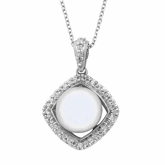 Coupon 🔥 Unbranded 14k Gold Cultured Freshwater Pearl & 1/5 Carat T.W. IGL Certified Diamond Frame Pendant White ❤️