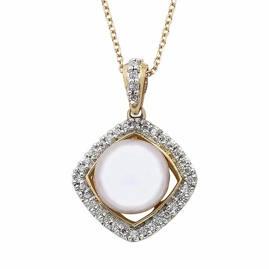 Coupon 🔥 Unbranded 14k Gold Cultured Freshwater Pearl & 1/5 Carat T.W. IGL Certified Diamond Frame Pendant White ❤️ - Image 2