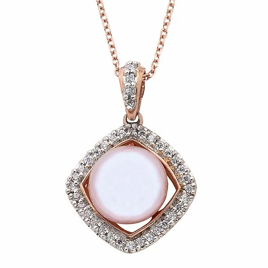 Coupon 🔥 Unbranded 14k Gold Cultured Freshwater Pearl & 1/5 Carat T.W. IGL Certified Diamond Frame Pendant White ❤️ - Image 3