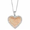 Buy 🧨 Unbranded Two Tone Sterling Silver Diamond Accent Halo Heart Pendant Necklace 🔔