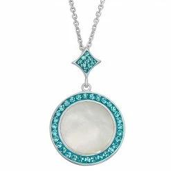 Top 10 🎉 Unbranded Sterling Silver 👩 Mother-of-Pearl & Crystal Dangle Disc Pendant Necklace 🔥