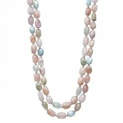 New 😍 Unbranded Sterling Silver Multicolor Morganite Beaded Double Strand Necklace 🌟