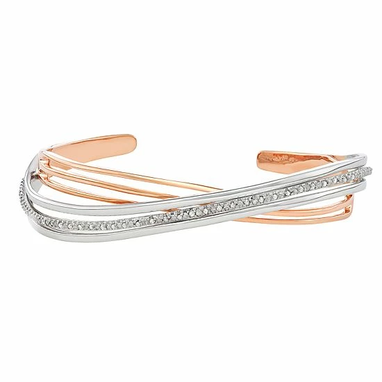 Top 10 ๐งจ Unbranded Two Tone Sterling Silver 1/4 Carat T.W. Twist Bangle Bracelet ๐