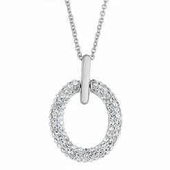 Budget 😍 Unbranded Sterling Silver Pave Crystal Oval Pendant ⌛