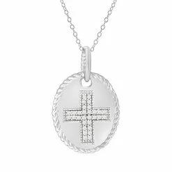 Outlet 💯 Unbranded Sterling Silver 1/6 Carat T.W. Diamond Cross Pendant Necklace 😉