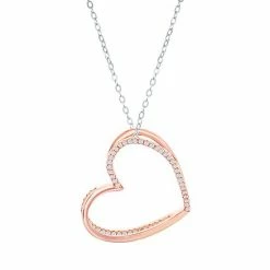 Brand new 🌟 Unbranded 14k Rose Gold Over Silver Cubic Zirconia Heart Pendant Necklace 😍